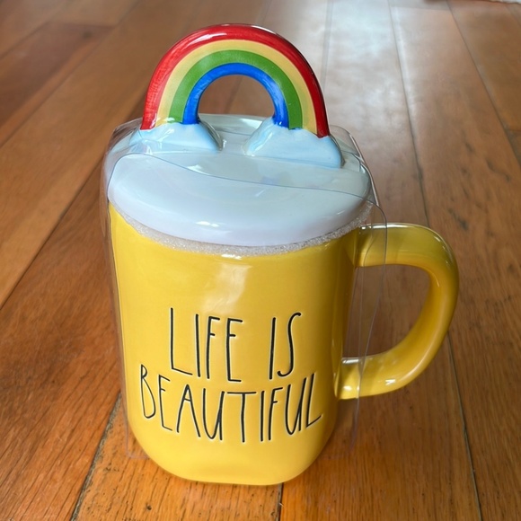 Rae Dunn Other - Rae Dunn Life is Beautiful mug with Rainbow Topper